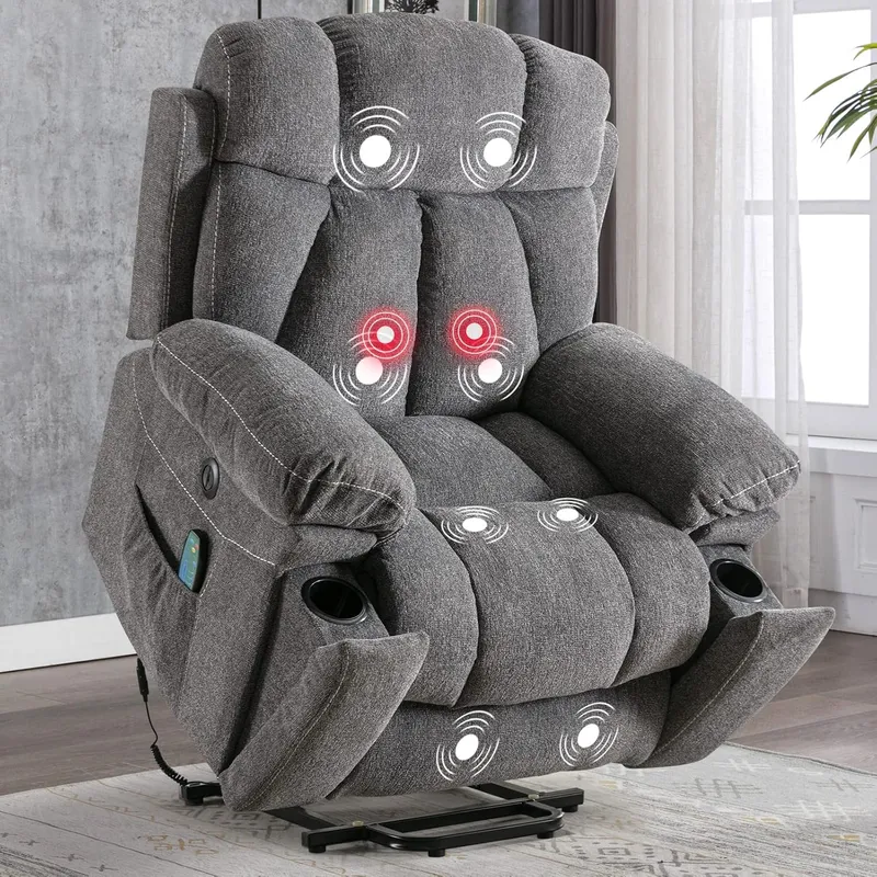 CANMOV Large Power Lift Recliner Chair with Massage and Heat, Dark Gray